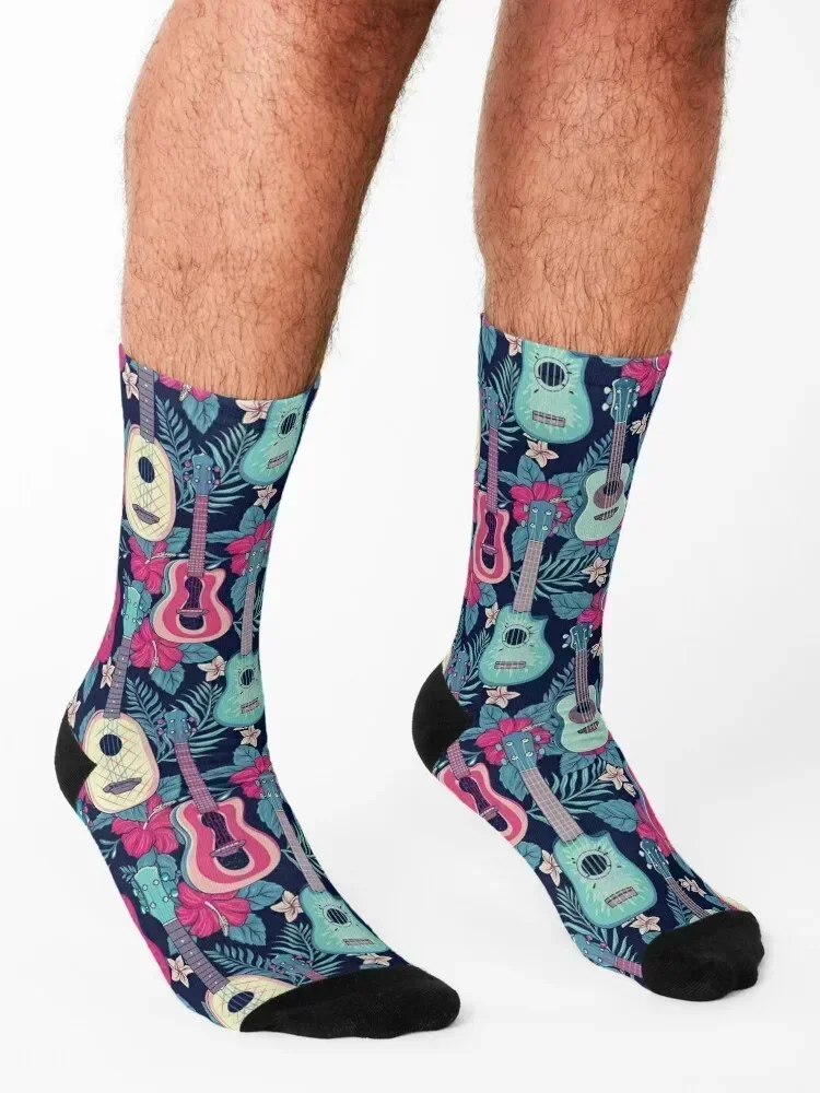 Hawaii Tropical Ukulele Socks men cotton high quality cool set Climbing Women's Socks Men's