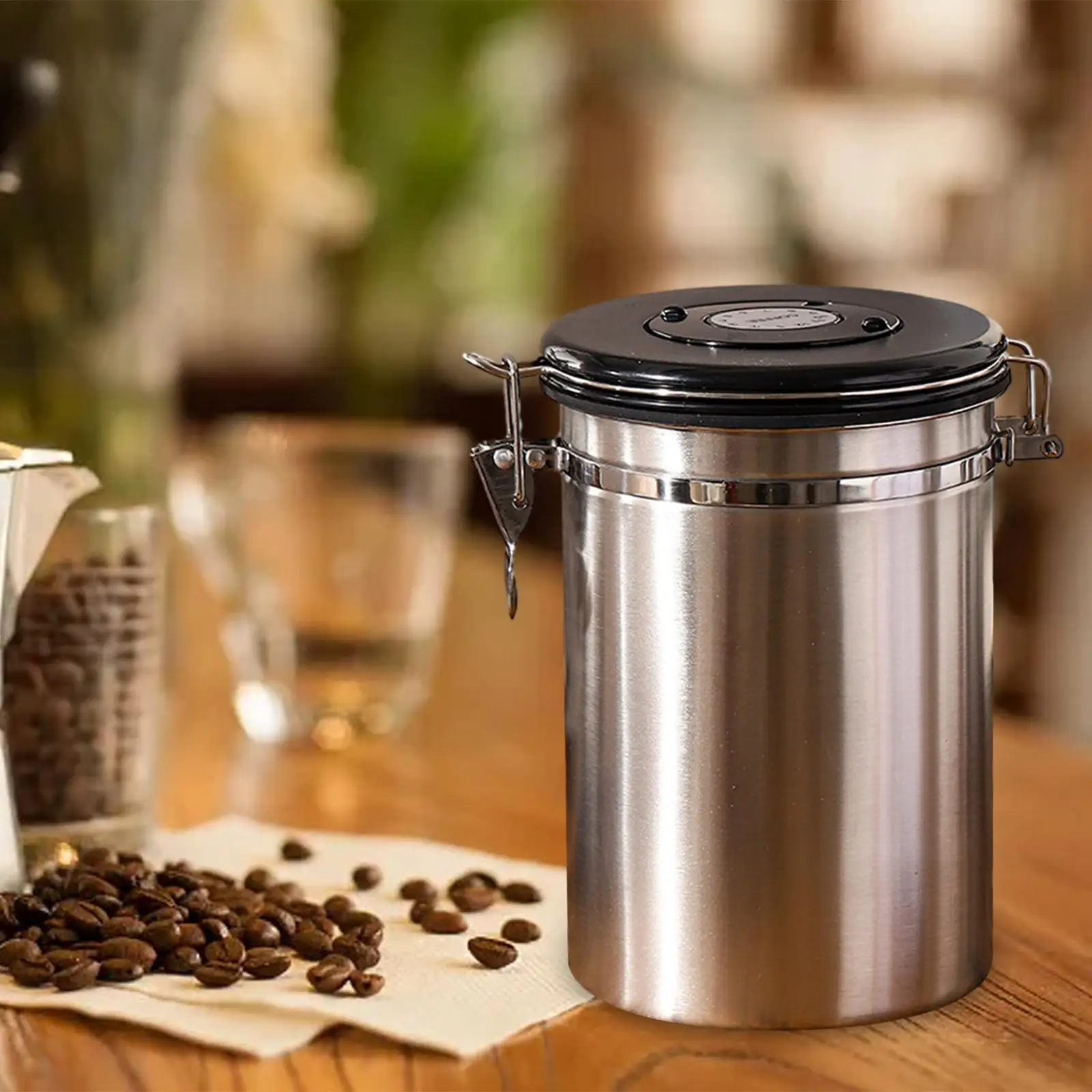 Coffee Bean Storage Stainless Steel Kitchen Storage Storage Household Coffee Bean Sealed Storage Tank for Tea