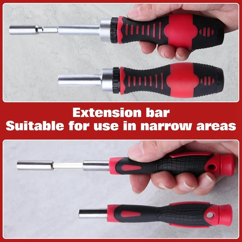 BAAG-65PCS Set Mata Obeng & Soket Ratcheting, Set Mata Obeng Multi Alat Obeng dengan Pegangan Ratchet