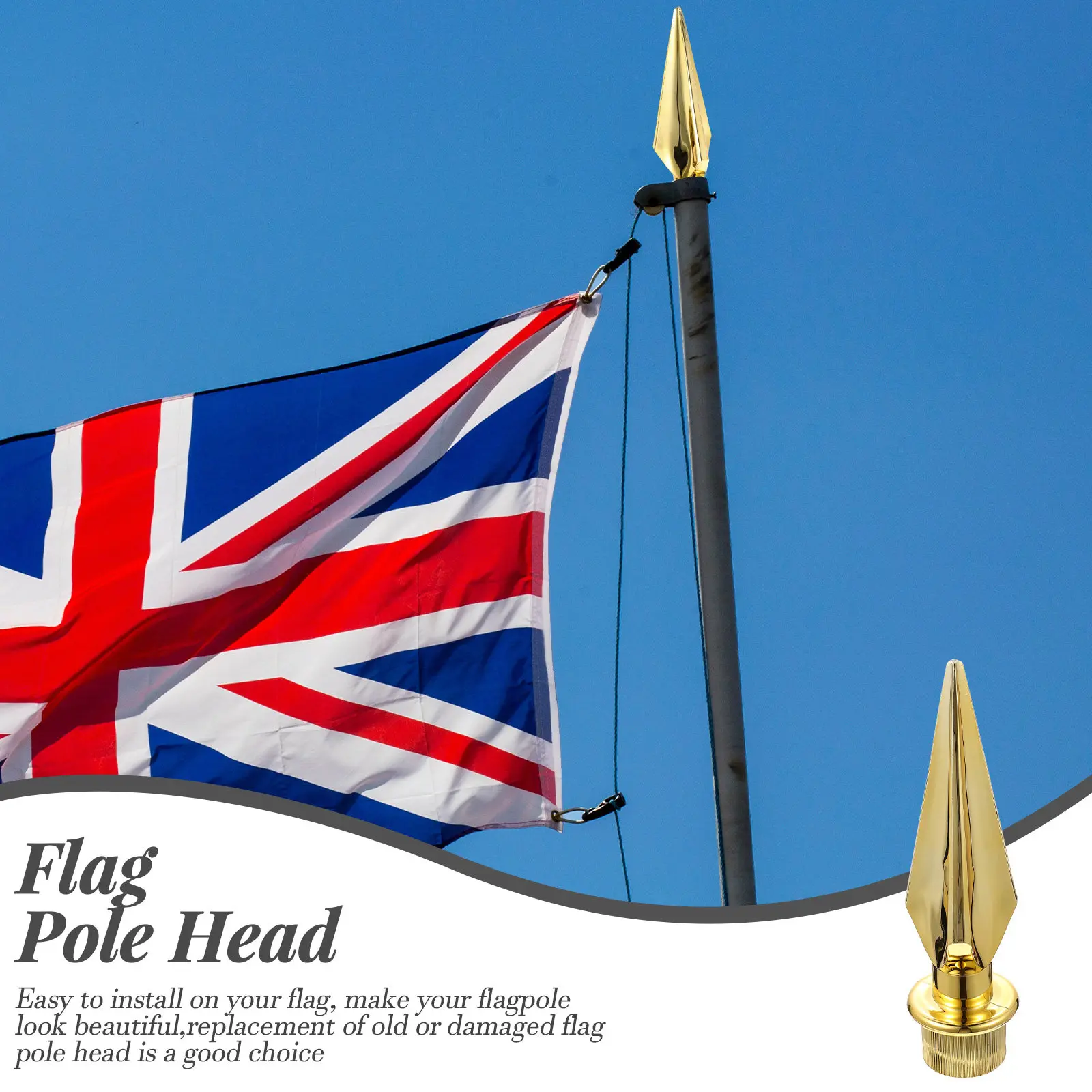 Stable Plastic Flag Pole Head Replacement Flag Topper for Conference Room Office Garden Decor Elegant Eye-Catching Flagpole