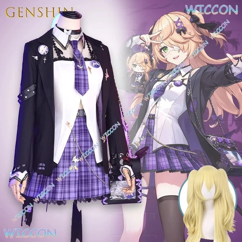 

g'7,n\5;e,8\v,5/Anime Game Character Genshin Impact Cafe Dress Fischl Cosplay Outfit Gothic Lolita Costume Gloves Stocf;4'v.7/n\