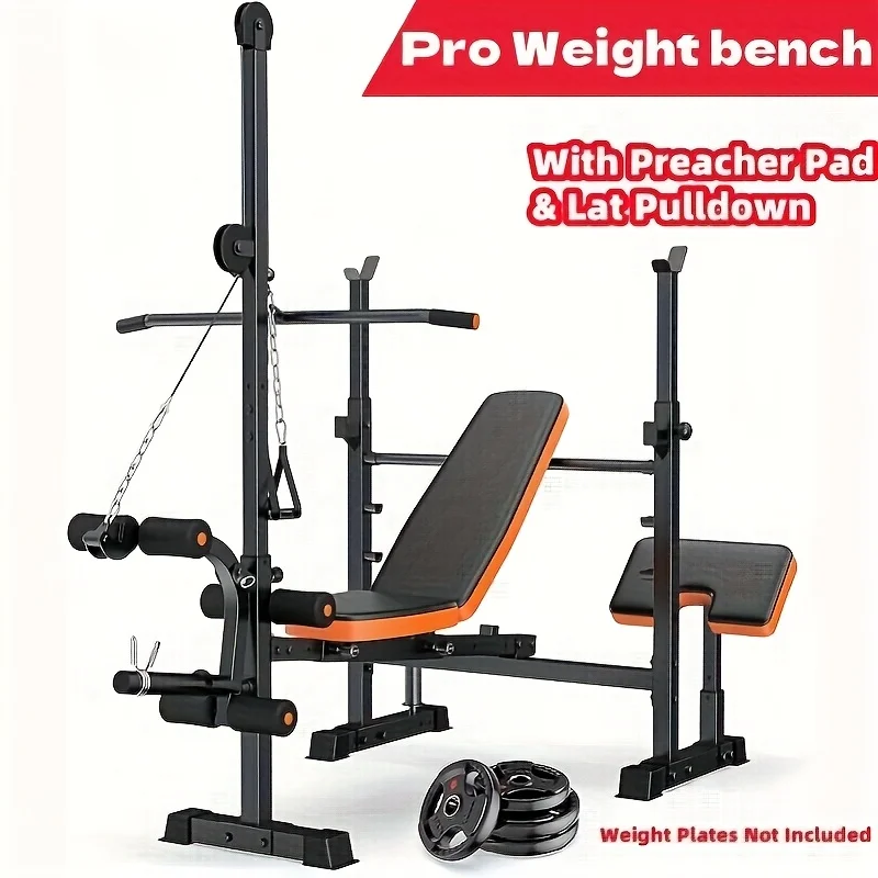 

16-In-1 Adjustable And Multifunctional Weight Bench Set, 880Lbs Heavy Duty Strength Training Bench with Leg Developer, Barbell