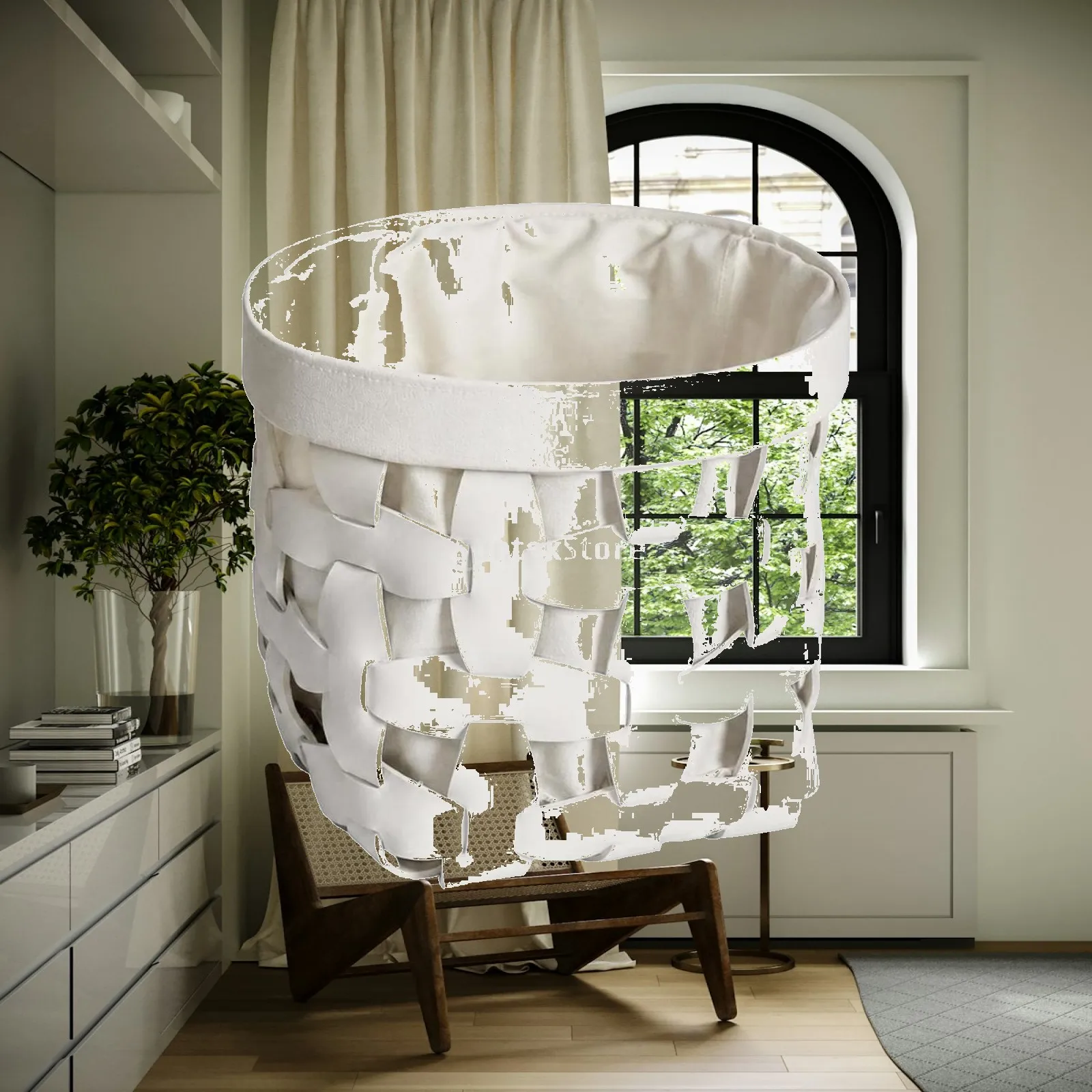 Portable Laundry Basket with Liner | Space-Saving Minimalist Design, braided container Basket, for Bedroom