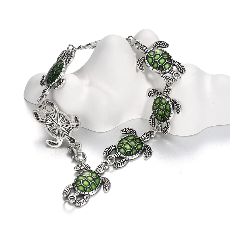 YEYULIN Fashion Silver Color Sea Turtle Charms Bracelet for Women Girls Adjustable Chain Bracelet Jewelry Gifts