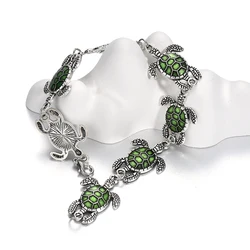 YEYULIN Fashion Silver Color Sea Turtle Charms Bracelet for Women Girls Adjustable Chain Bracelet Jewelry Gifts