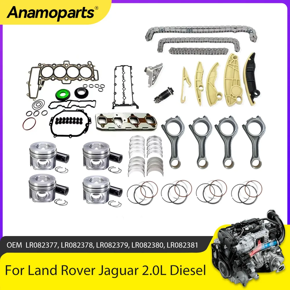 Engine Parts Head Gasket Set Piston Timing Chian Kit Fit 2.0 L Diesel 204DTD 204DTA AJ20D4 For Land Rover Discovery Jaguar 2.0L