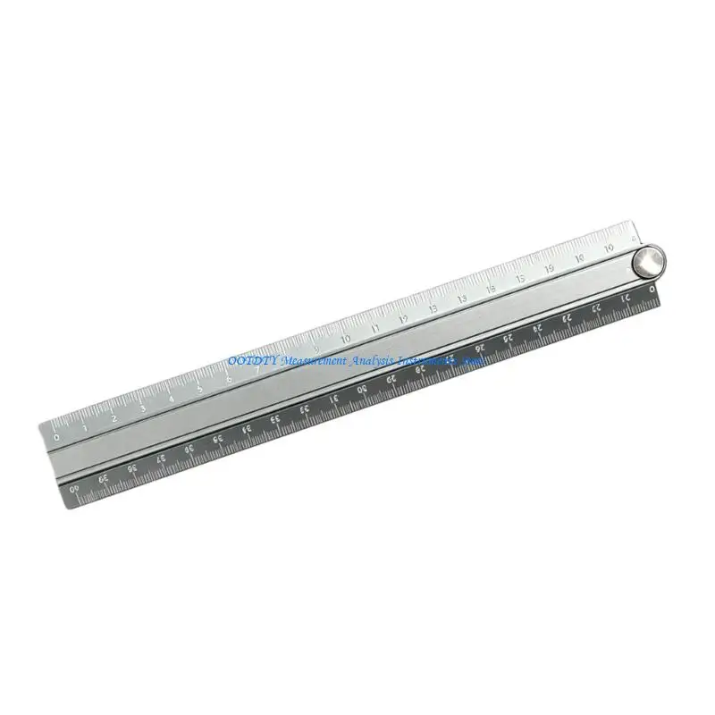 367D Adjustable Metal Ruler with Scale Lines on Both Sections for Straight Measuring, Drawing, and Craft Positioning Tasks