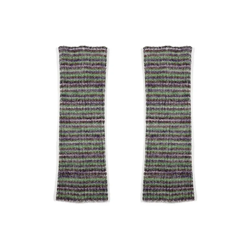 Vintage Wool Blend Knit Leg Warmers for Women Striped Gradient Y2K Style Slouch Socks Fashion Layering