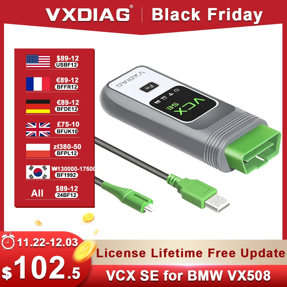 VXDIAG VCX SE for BMW Car OBD2 Diagnostic Tool VX508 DoIP OE-Level All System Diagnosis Active Test J2534 Programming ECU Coding