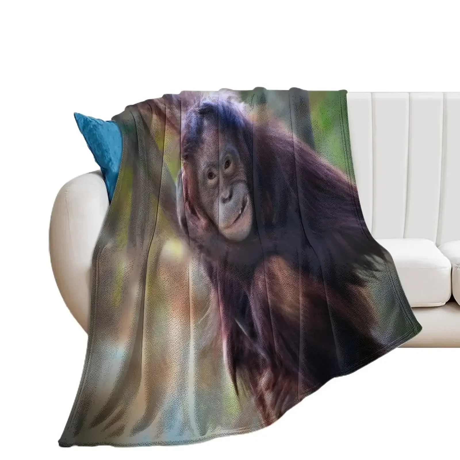 Orangutan Throw Blanket Decorative Sofa Luxury Throw blankets and throws Plaid on the sofa Blankets