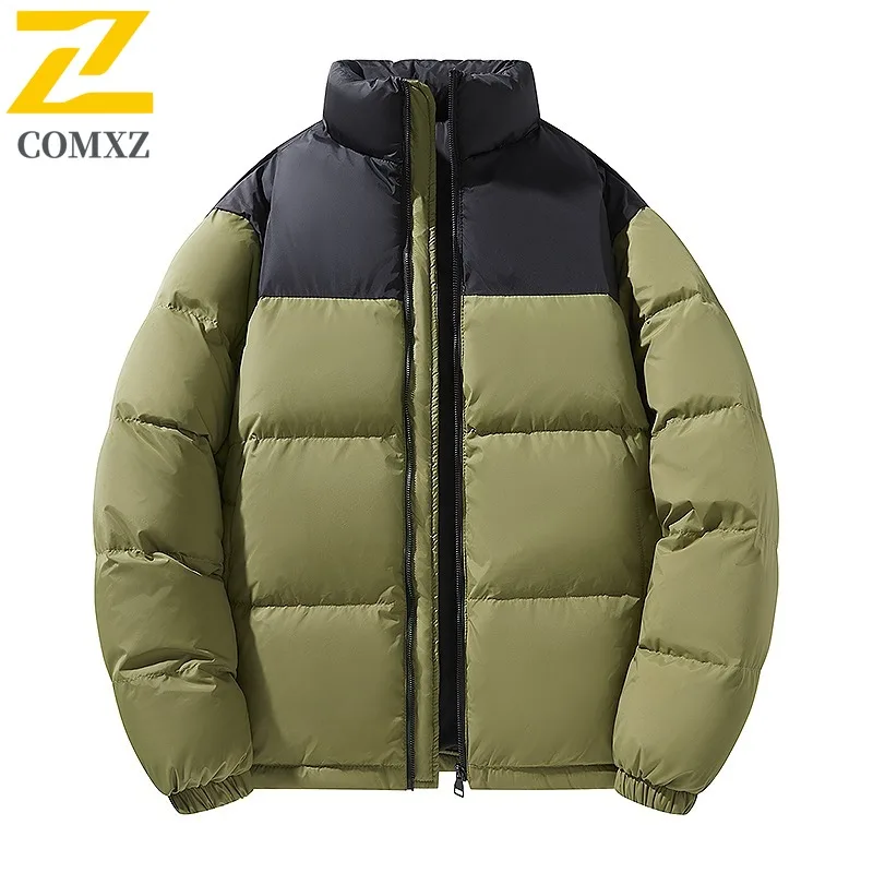 COMXZ Snow Skiing Luxury Mens Down Jacket Fashion Stand Collar Thickened Warm Parka Street Style Lightweight Winter Clothing