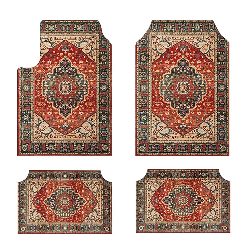 4 Teile/satz Böhmischen Auto Fußmatten Heavy Duty Gummi Zurück Auto Boden Schutz Teppiche Auto Dekoration Auto Teppich für Vorne Hinten sitze