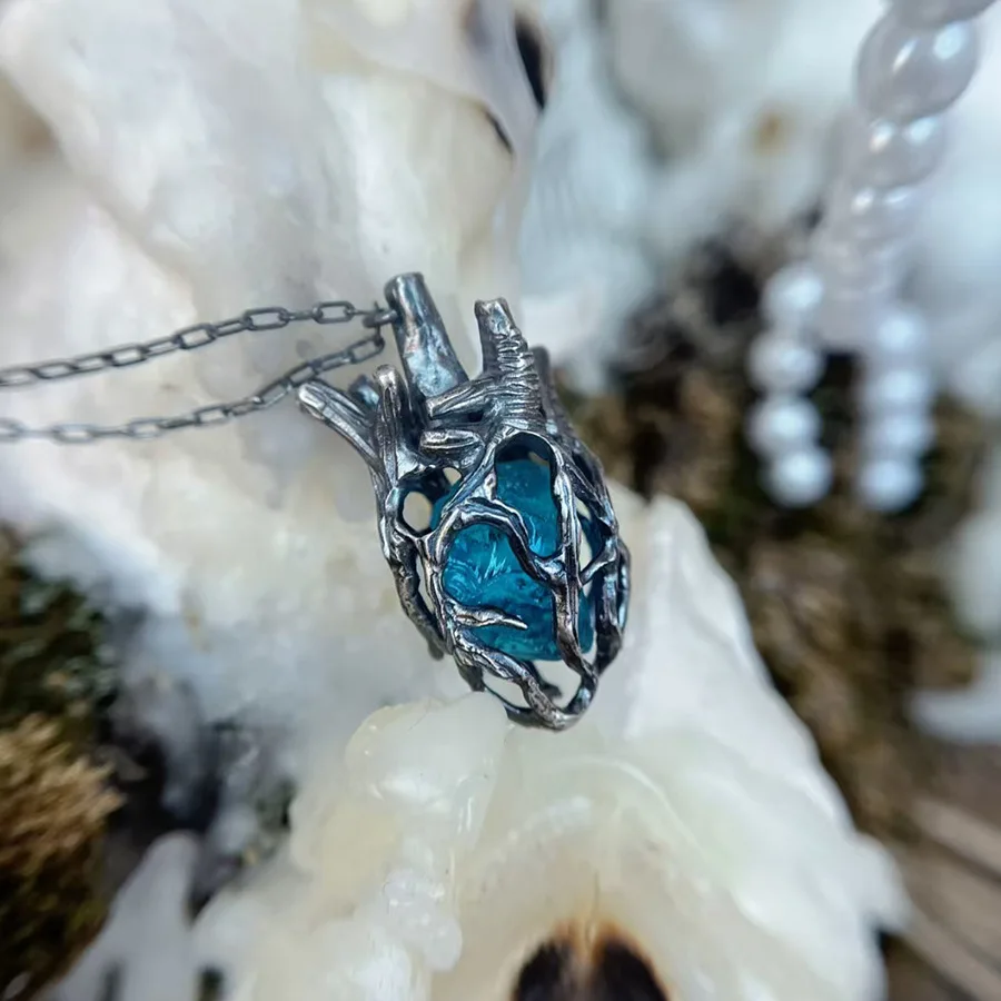 Dark Gothic Witch Heart Pendant Couple Clavicle Choker Halloween Jewelry Valentine Gift For Men Women