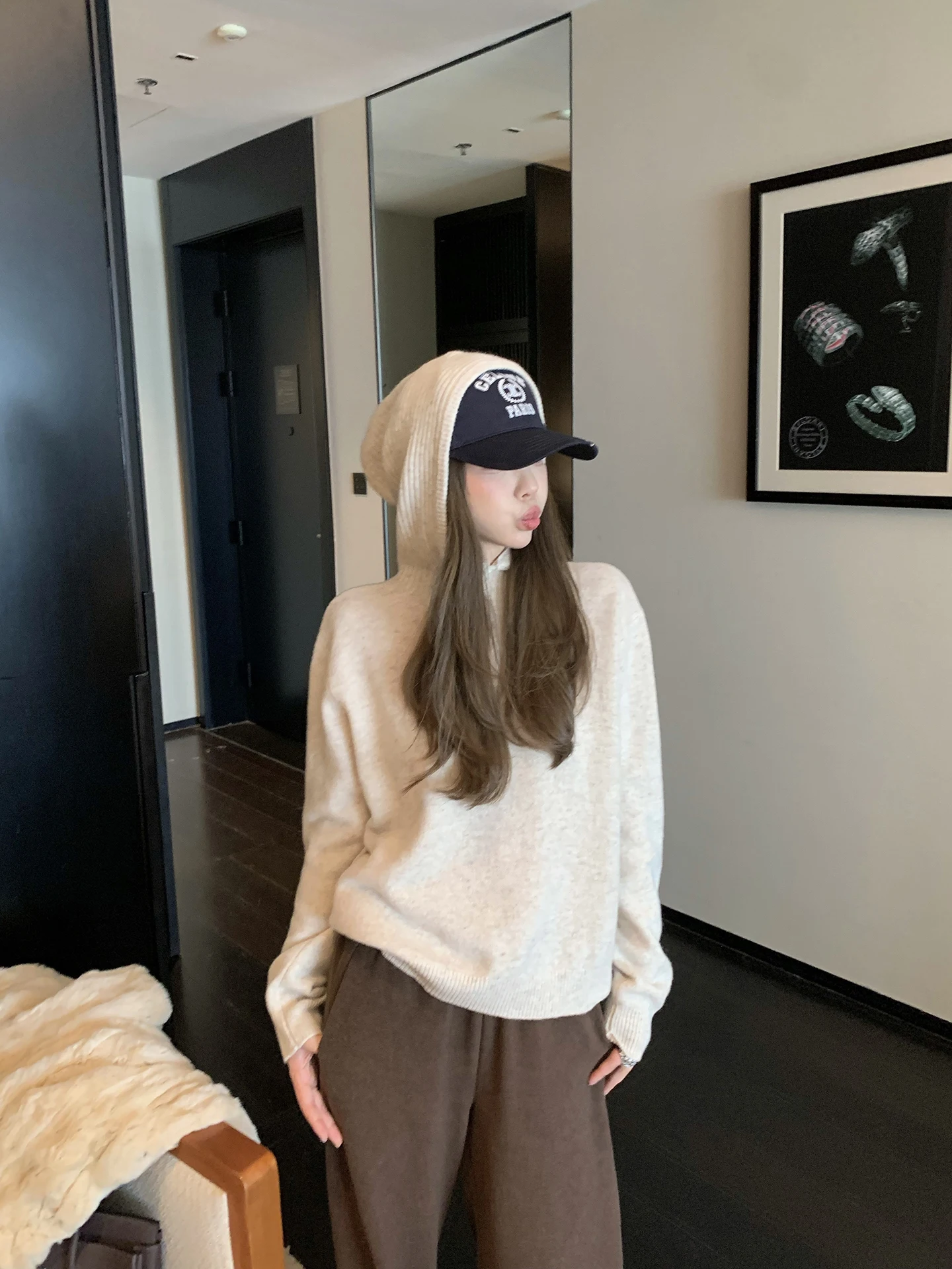 

Женский свитер-худи Cheerioaban из мягкой вязаной шерсти на пуговицах, удобный повседневный