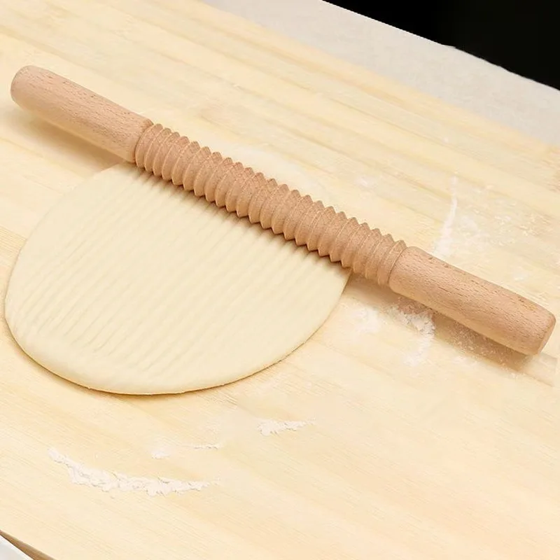 YOMDID Creative Rolling Pin With Screw Thread Design Wooden Embossing Roller Threaded Decoration Pastry Kitchen Baking Supplies