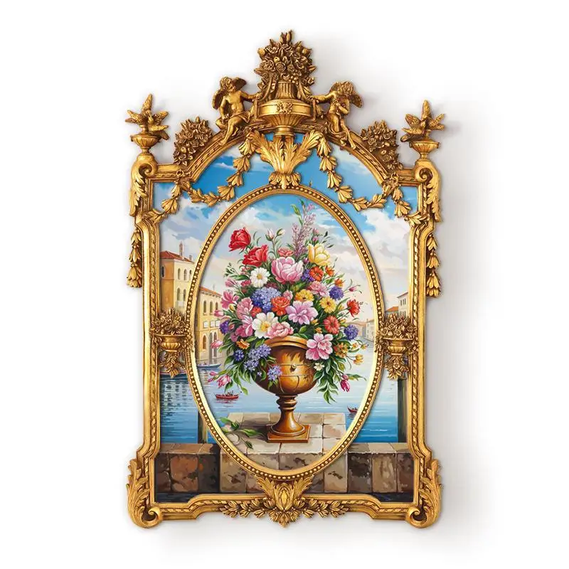 roses Oil painting Dafen Village French and European style Unique high-end outer frame corridor Bedroom hanging painting