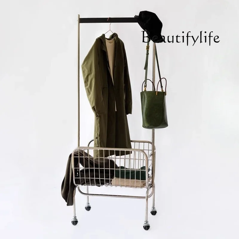 

Coat rack | Nordic bedroom entrance household stainless steel floor hanger mobile hanger