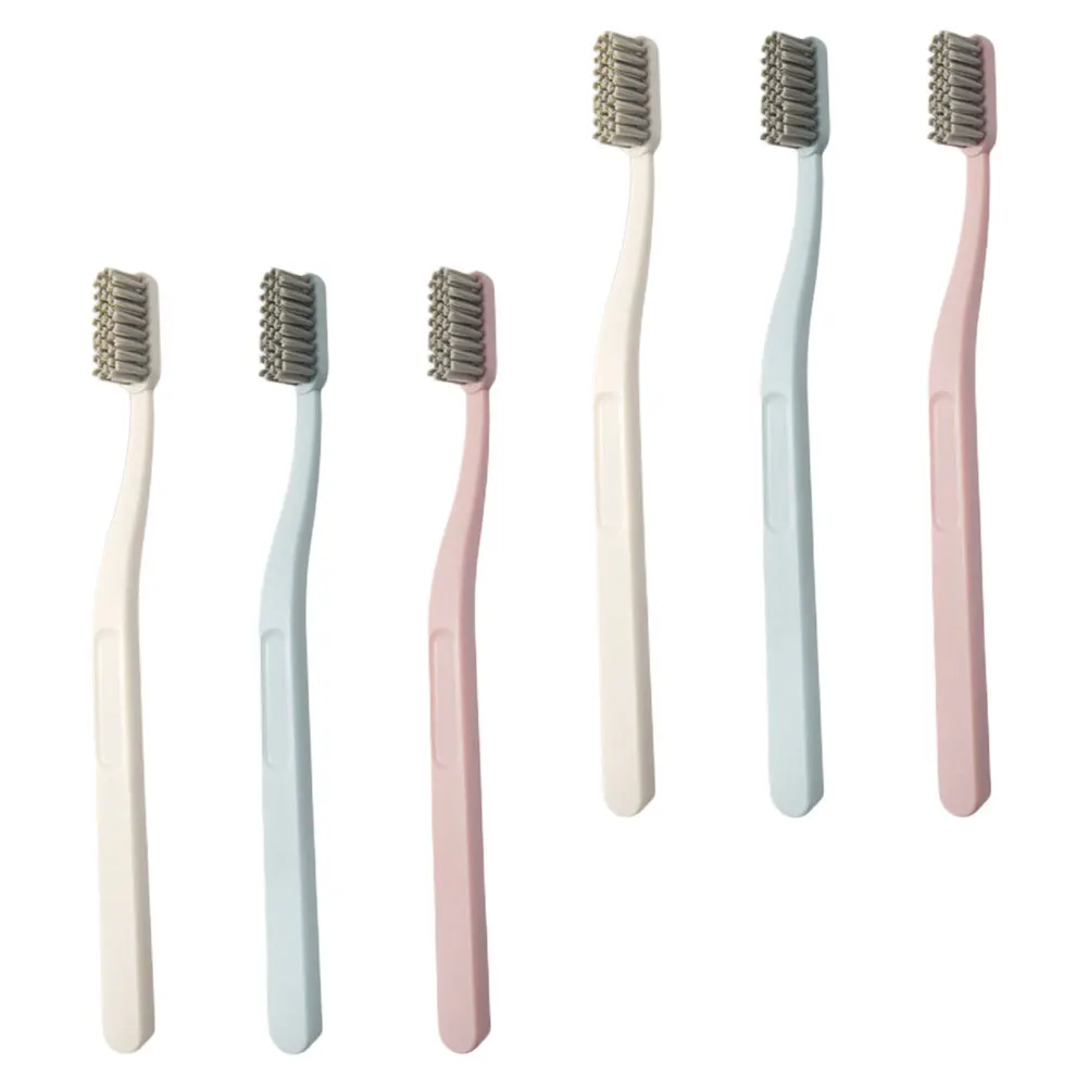 

6pcs Portable Toothbrushes For Adults Hard Bristles Teeth Stains Removal Ergonomic Design Durable High-Class Material Oral