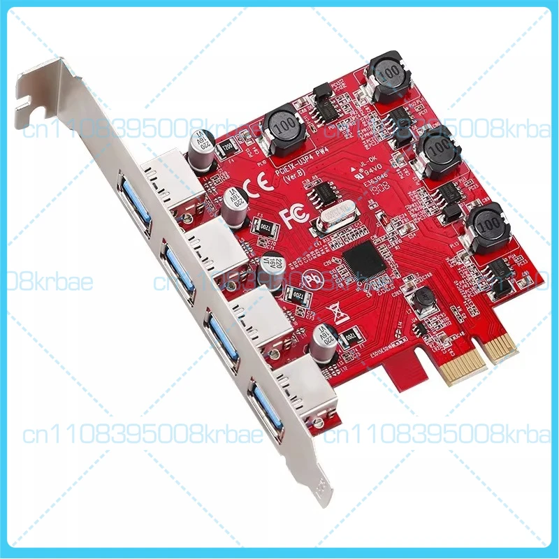 

For PCIe to USB 3.0 expansion card. PCIe x1 USB four-port adapter VL805. Desktop computer without power supply.
