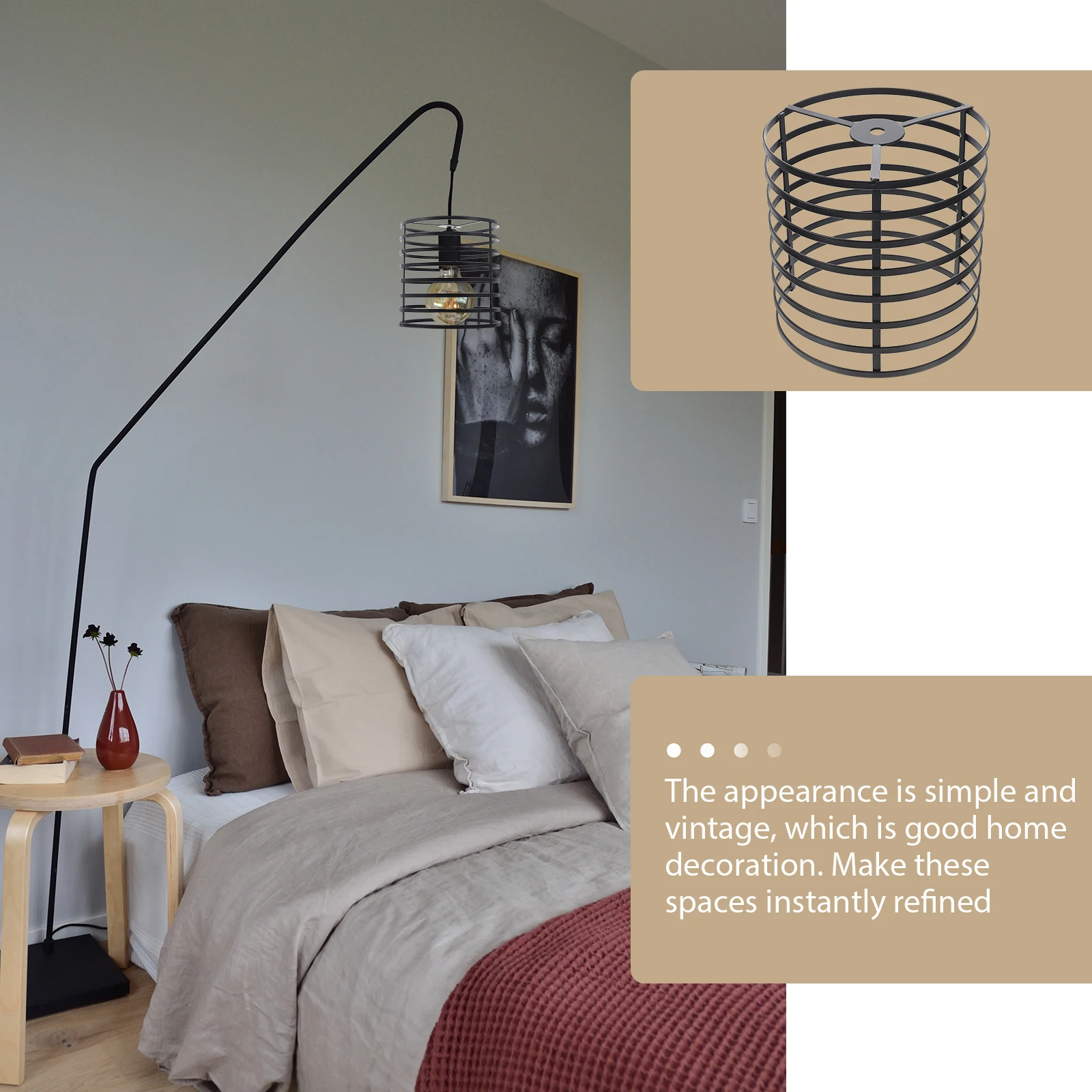 

Iron Art Lampshade Vintage Wall Light Cover Creative Metal Shade Home Decor Pendant Bulb Cage Study Bedroom Library Lighting