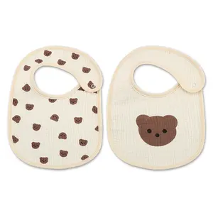 Waterproof cotton bibs for the boy and girl baby, 4 stations bibs, newborn, soft belch cloth for breastfeeding, 2 parts 6 Main Sales Kit Recem Born - №4