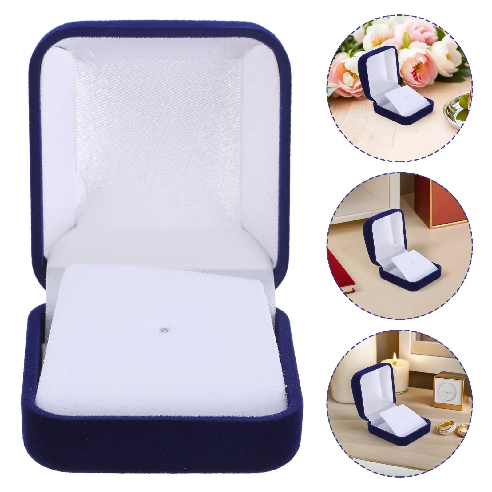 6Pcs Badge Display Box Blue Medal Sports Award Case Lapel Pin Holder Soft Lining Jewelry Brooch Organizer Collection Storage