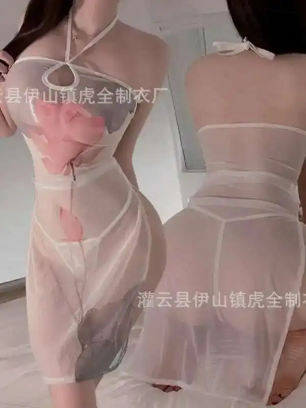 Kwiat lotosu chińskie letnie eleganckie sukienki wiązane na szyi ubrania damskie siateczkowa koronkowa sukienka urocza wygodna uwaga ognista śliczna słodka VDSD