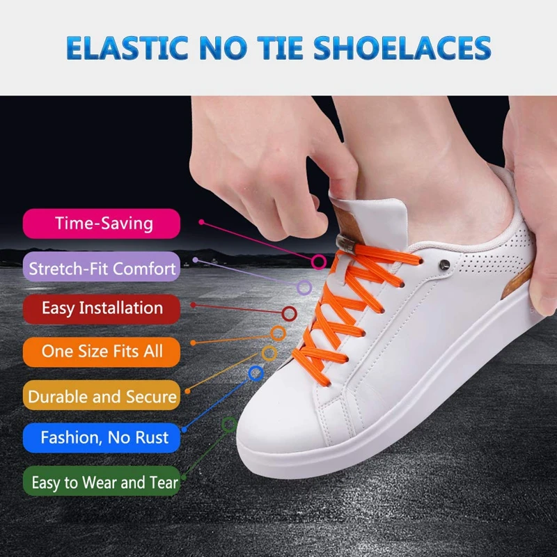 Magnetic Lock Shoelaces without ties Elastic Laces Sneakers No Tie Shoe laces Kids Adult Flat Shoelace One Size fits All Shoes