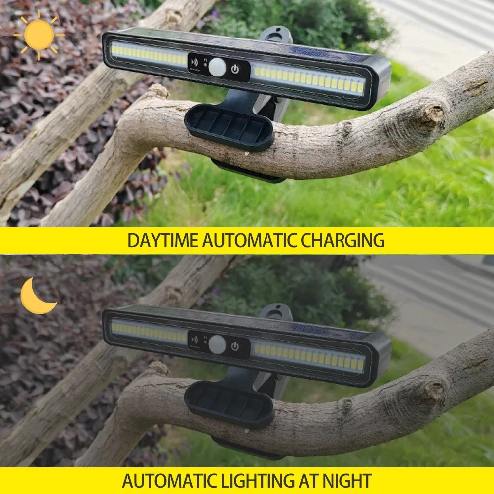 Imagem -02 - Impermeável Outdoor Solar Lâmpada de Parede com Sensor de Movimento Clip Lâmpada para Jardim Cerca Paisagem Iluminação Decorativa 36led