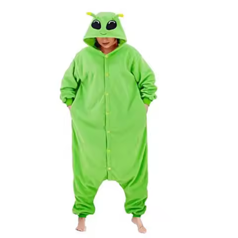 Green Alien Onesies Adult Funny Halloween Clothes Women Men Festival Outfit Winter Pajama