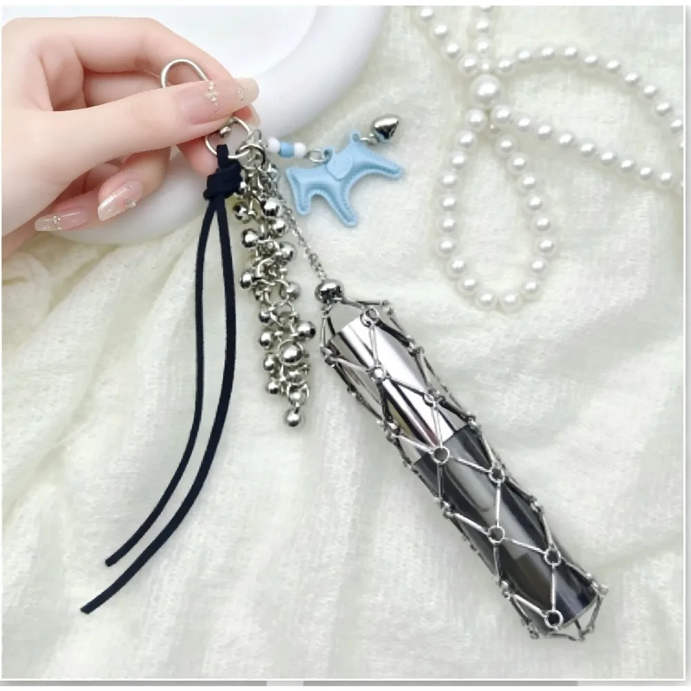 

Cute Lipsticks Holder Metal Net Storage Protective Cover Keychain Exquisite Pony Handbag Accessories Keyring Pendant Girls Gift