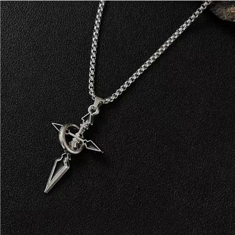 Hip Hop Cross Pendant Necklace Cool Sweater Chain Alloy Nail Rose Necklace Street Wear Jewelry Accessories Gift