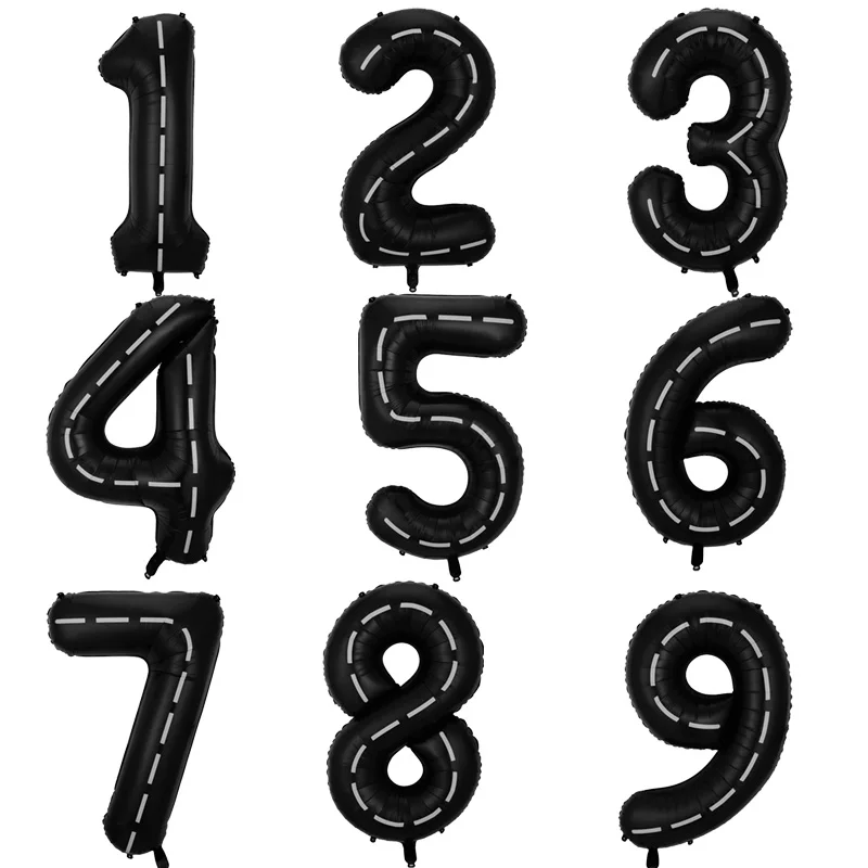 40'' Folien-Rennwagen-Geburtstagsballons, groß, schwarz, Zahl 1, 2, 3, 4, 5, 6, 7, 8, 9, Folienballon für Kindergeburtstag, Rennwagen, Party-Dekoration