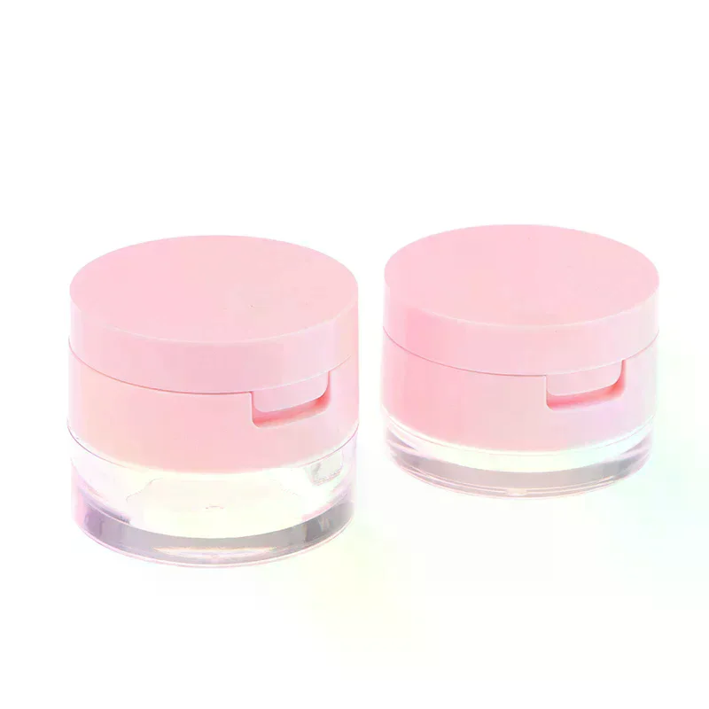 Portable Plastic Powder Box Empty Loose Powder Container With Sieve Mirror Cosmetic Sifter Loose Jar Travel Makeup Container 1P