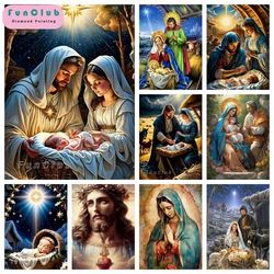 Jesus Nativity Ave Mary and Joseph 5D DIY Diamond Painting Cross Stitch Kit Embroidery Mosaic Picture Religiou Belief Home Decor