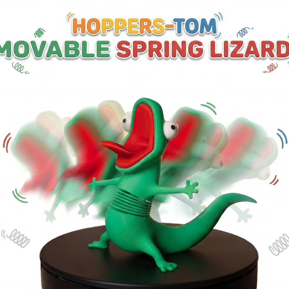 3D Printed Green Moto Lizard Animal Figurine Beaver Statue Cute Beaver Ornament Screaming Tom Lizard Spring Toy 도마뱀