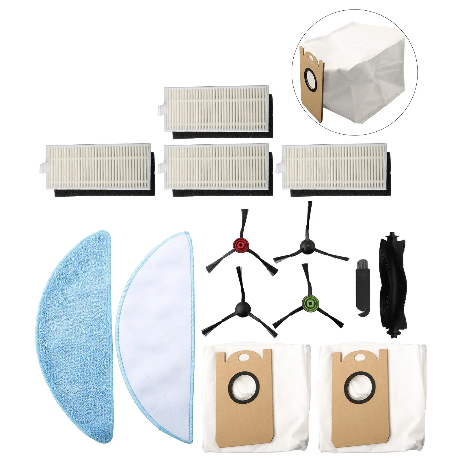 1pcs Mian Brush 2pcs Mop Pad 4pcs Side Brush 4pcs Filters 2pcs Dust Bag 1pcs Clean Brush For HONITURE SE Robot Vacuum Cleaner