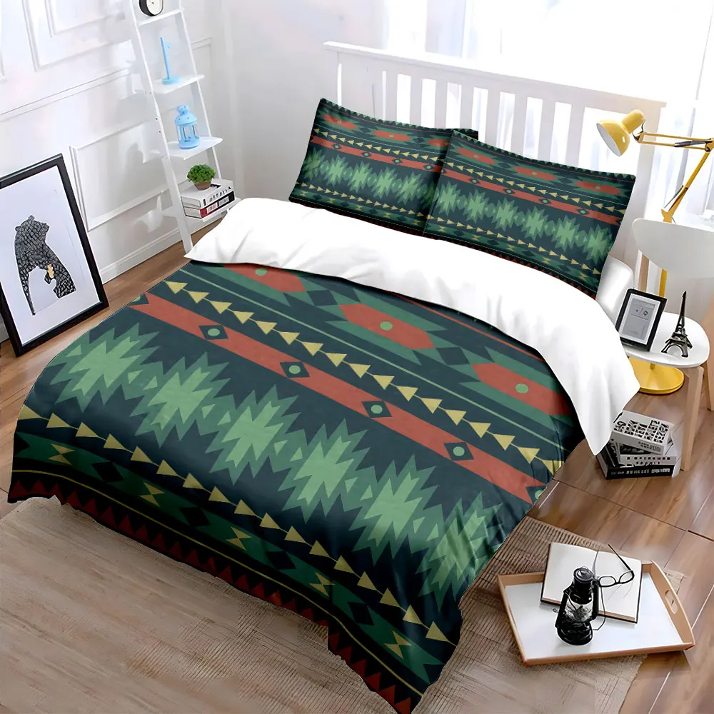 Geometric Tribal Pattern Design Print Soft Comfortable Duvet Cover Bedding Set Included 1*Duvet Cover 2*Pillowcases Luxury Gift