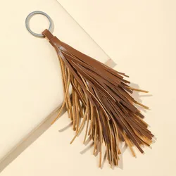 keychain tassel Women Cute Tassel KeyChain Bag Accessory PU Leather Tassels Car Key Ring Fringe Jewelry