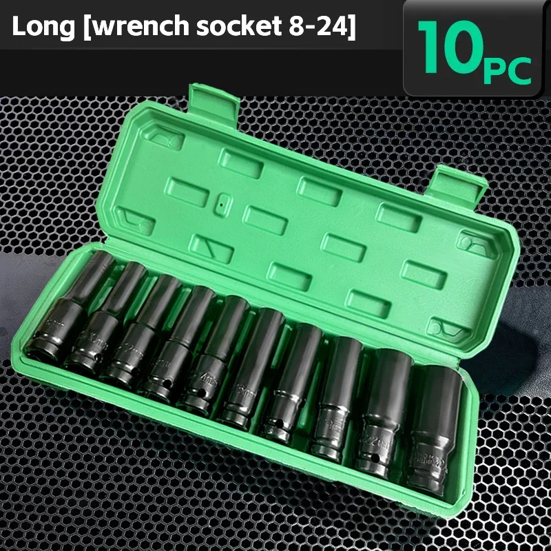 ชุดบล็อกขันหกเหลี่ยม 10 ชิ้น ขนาด 1/2 นิ้ว, ชุดบล็อกขันหกเหลี่ยม 6 จุด, ชุดบล็อกขันหกเหลี่ยมขนาด 8-24 มม. พร้อมกล่องเก็บ