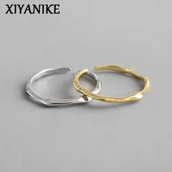 XIYANIKE Silver Color HOT Sale Geometric Irregular Thin Ring Women Fashion Cool Smooth Minimalist Adjustable Ring Jewelry