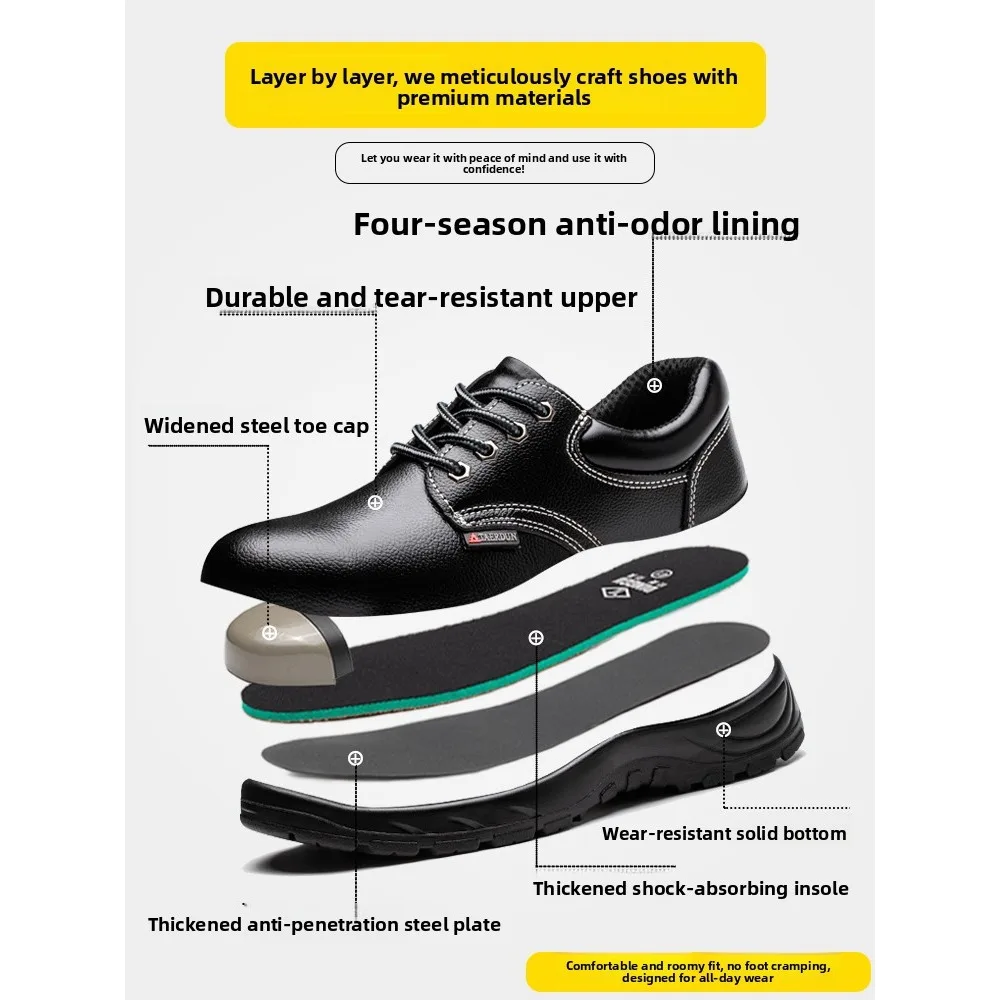 Scarpe antinfortunistiche da uomo resistenti con punta in acciaio: anti-sfondamento, anti-perforazione, isolate, antiscivolo per scarpe di protezione del lavoro