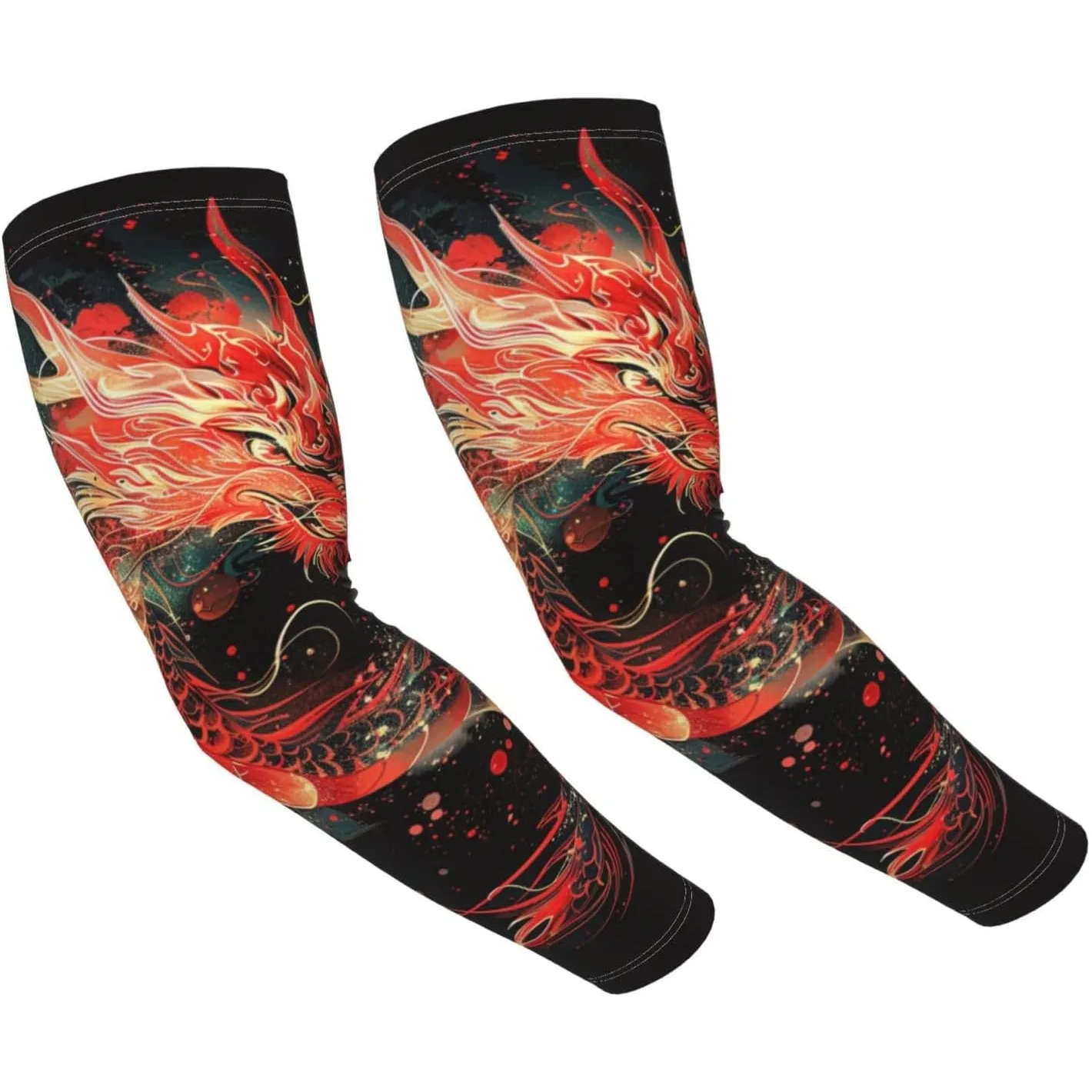Cool Dragon Arm Sleeves Cover Summer Sun Protection Arm Sleeves for Men Women Baseball Cycling Golf Running