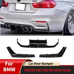 3PCS Rear Bumper Diffuser Splitter Spoiler Lip for BMW F80 M3 F82 F83 M4 2014-2018 Lower Body Kit Accessories Rear Bumper Guard
