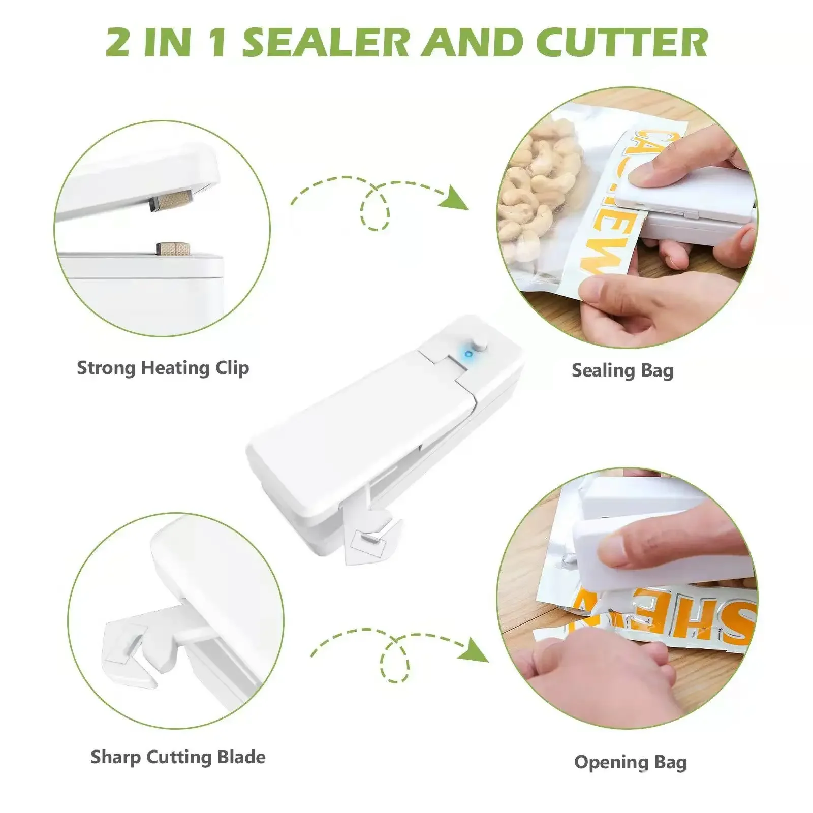 USB Mini Bag Sealer Food Package Sealing Bags Tool Thermal Plastic Bag Closure Smart Gadget Portable Magnetic Heat Sealer