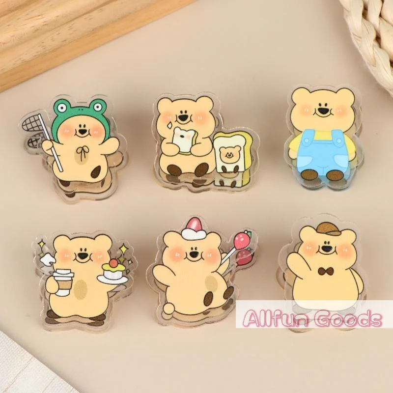 6Pcs Cartoon Bear Clips Cute Animal Decorative Clamp Bookmark Clip Waterproof Lightweight Sealing Office Clip Paper Clamp Gifts