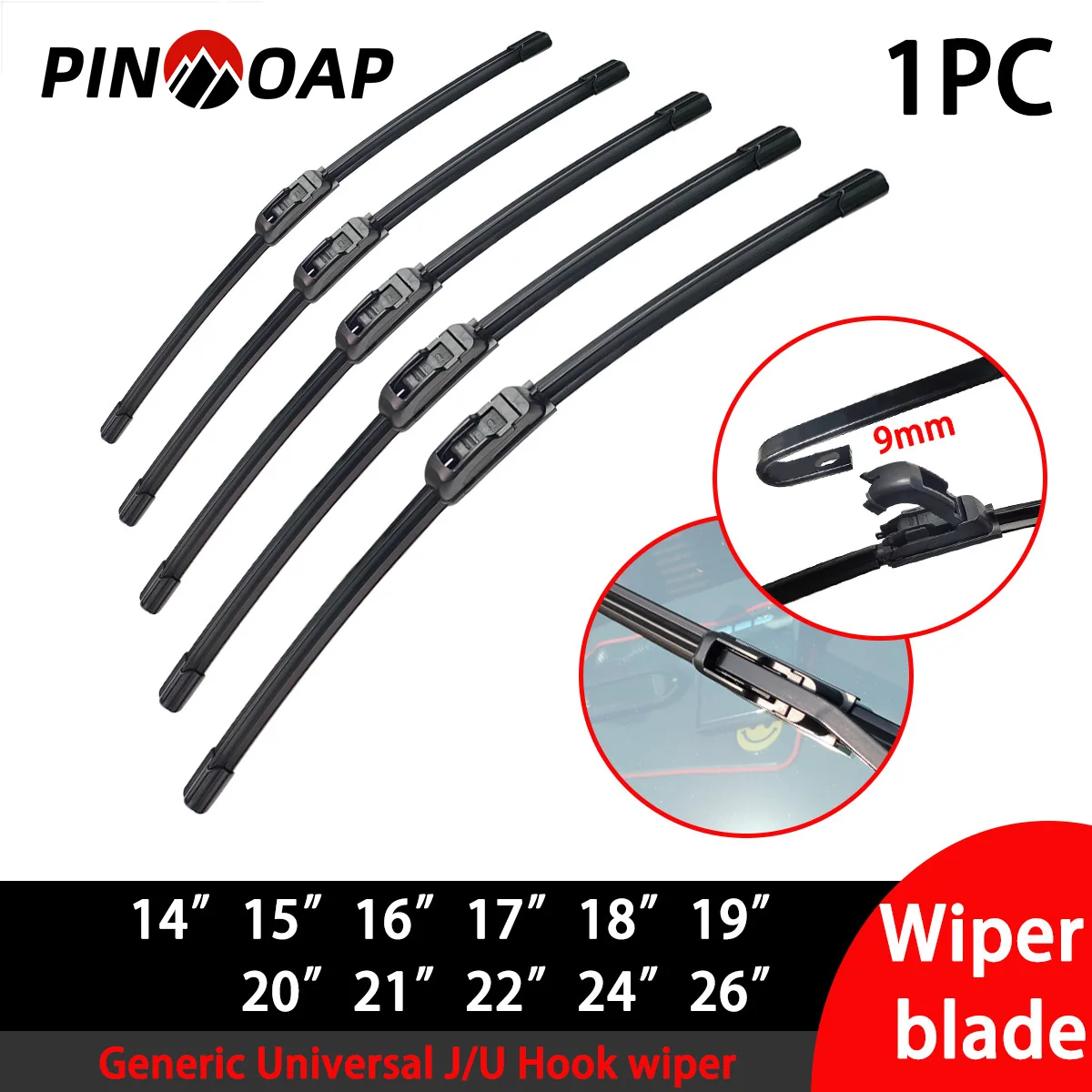 1PC Auto Scheibenwischerblatt J/U-förmigen Universal Scheibenwischer Naturkautschuk Zubehör 14 "16" 17 "18" 19 "20" 21 "22" 24 "26"