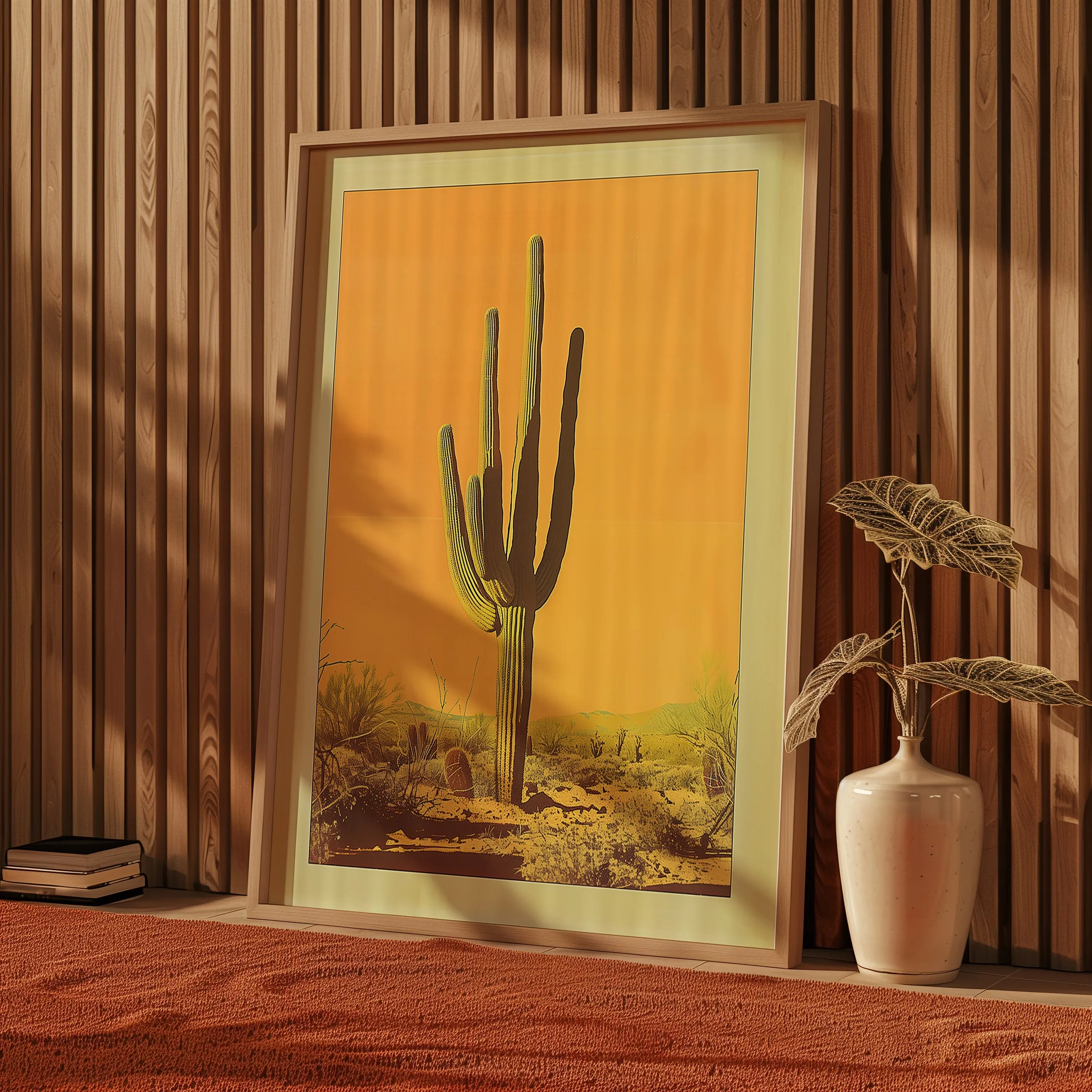 Vintage Western Art Print Cactus Retro Cowboy Cowgirl Art Southwestern Boho Art Sonoran Desert Arizona Print Terracotta Wall Art