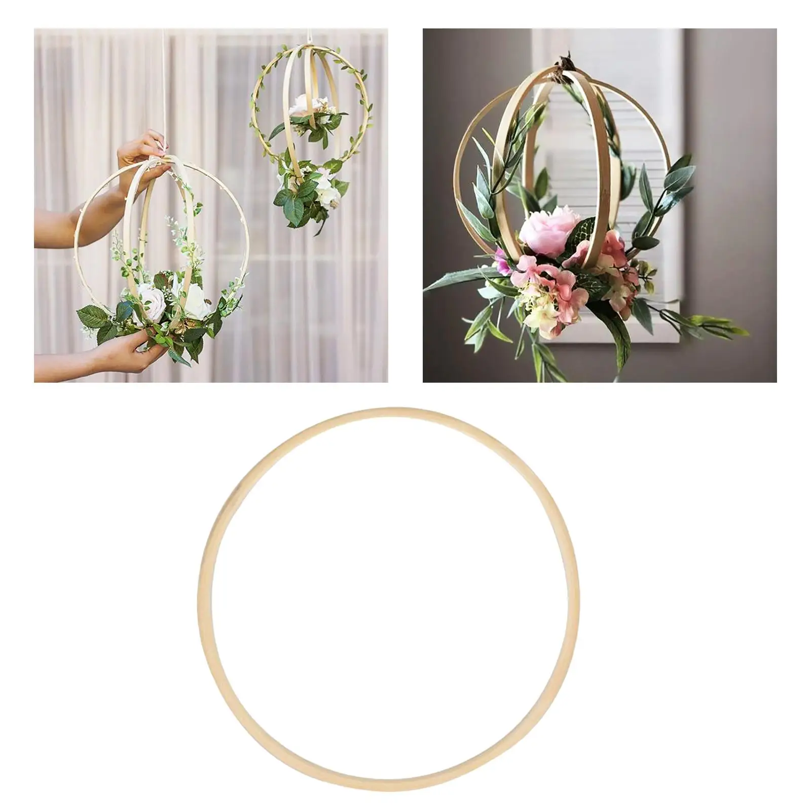 Rings Hoops, Wooden Bamboo Floral Hoop Craft Hoop Rings, Stitch Hoops for craft Projects - 30cm