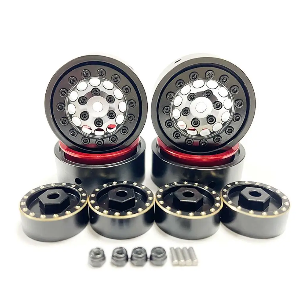 4pieces 1/24 Metal Wheel Rims RC Upgrade Part Aluminum Alloy Shock-proof Rc Metal Wheel Rims For Axial SCX24 RC Car Part Black